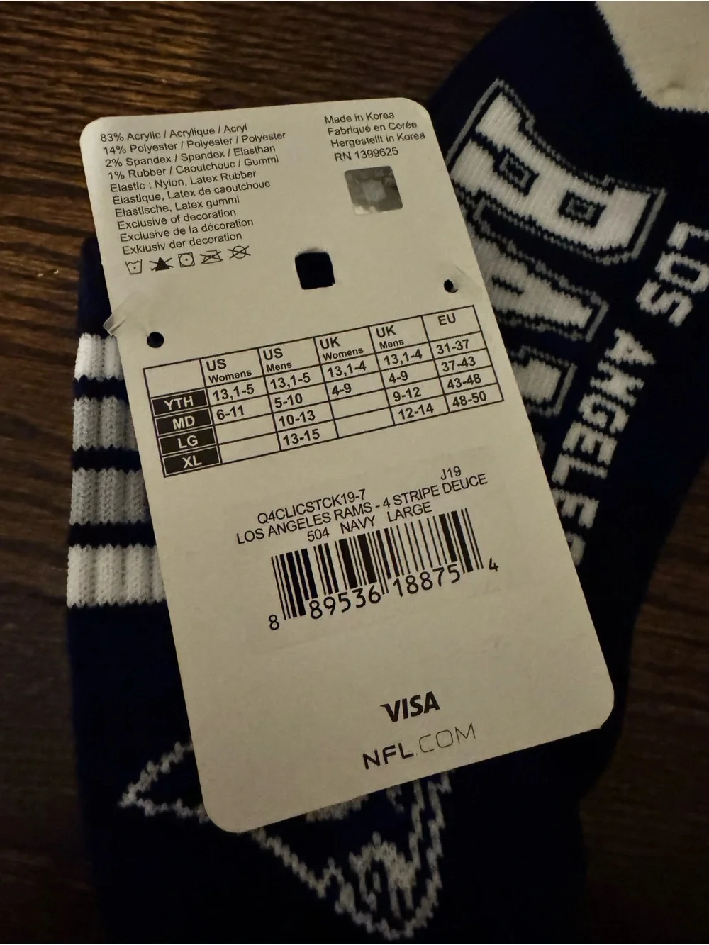 NFL Los Angeles Rams Crew Socks - large